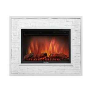 Электрокамин с широким очагом 2D Electrolux EFP/P-3020LS с порталом Firelight Loft 30 камень белый, белая эмаль