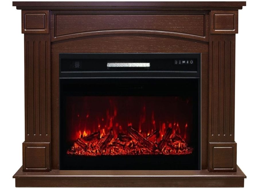 Электрокамин с классическим очагом 2D Royal Flame Boston Темный дуб с очагом Majestic FX Brass