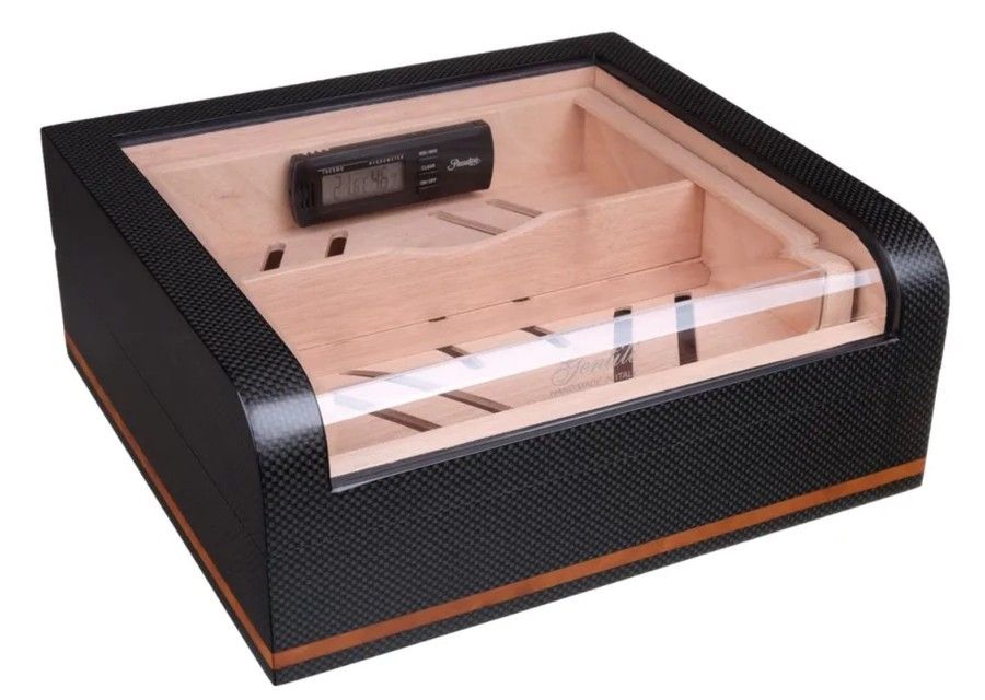 Настольный хьюмидор Gentili Fumatore Argento на 50 сигар, Черный лак SV50-Black-Smoker-Silver
