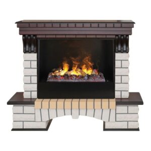 Классический 3D камин с эффектом живого огня и звуком Real-Flame Country 26 АО-215 с очагом 3D CASSETTE 630 Black Panel