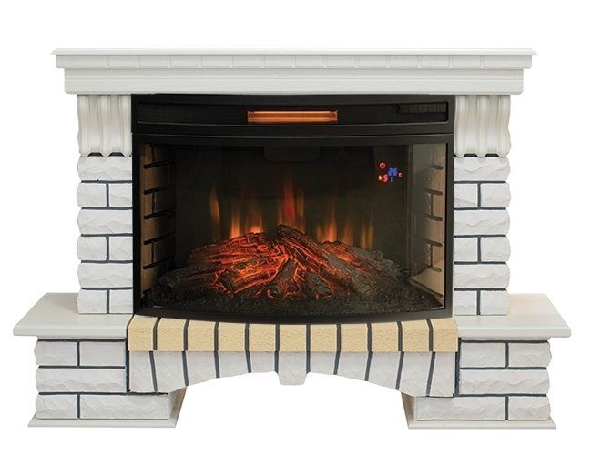 Электрокамин с широким очагом 2D Real-Flame Country 25/25,5 WT с очагом Sparta 25,5 LED