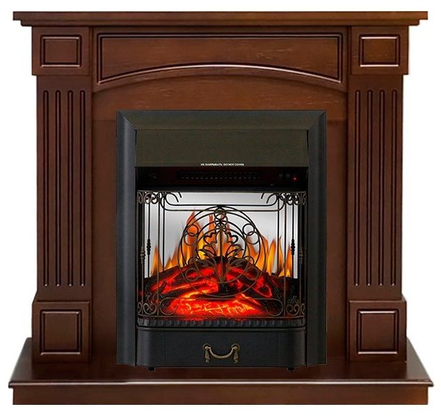 Электрокамин с классическим очагом 2D Royal Flame Boston Темный дуб с очагом Majestic FX Brass