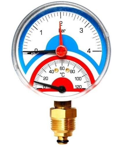 Термоманометр аксиальный Watts FR 818 (TMAX) 6 бар