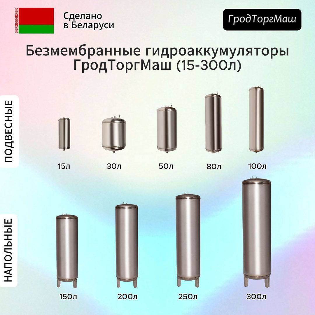 Гидроаккумулятор Гродторгмаш Резервуар гидроаккумулятора безмембранный 250 л.